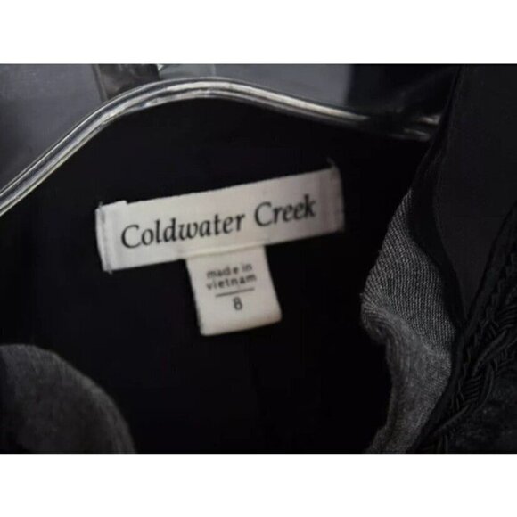 Coldwater Creek Womens Sz 8 Ponte Knit Ruffled Lace Blazer Jacket Stretch m Gray - Picture 10 of 12